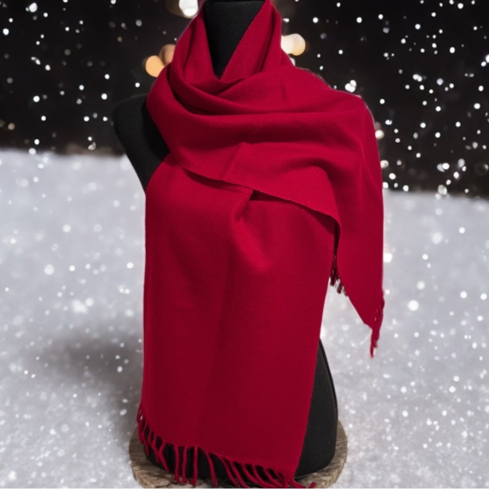 NWT Chyangra Pashmina 100% Pure 4-Ply Cashmere Scarf Handmade Nepal COA-PURE RED - Picture 12 of 17